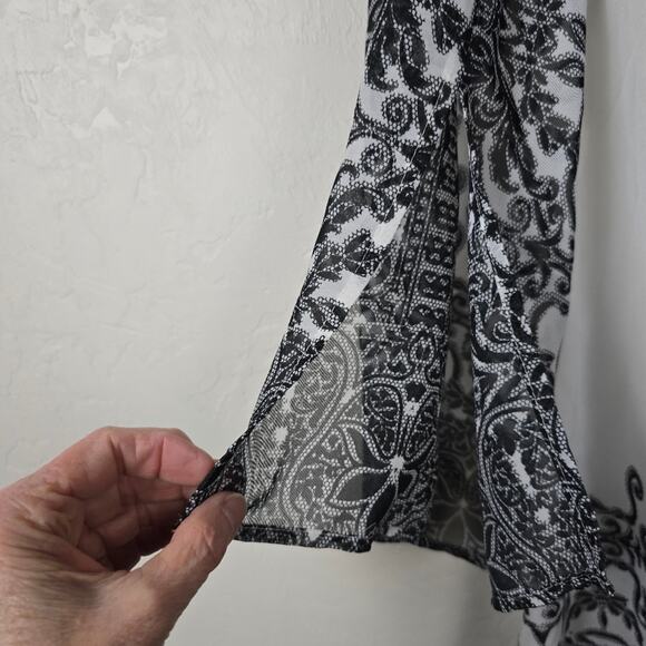 Roz & Ali Black Whimsigoth Dark Fairy Semi Sheer Glam Flowy Tunic Bohemian 2X - Picture 10 of 14